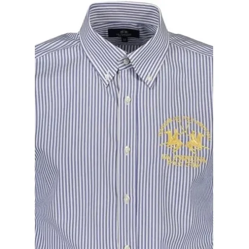 La Martina - Elegant Blue 100% Cotton, Long Sleeve, Blue Striped, Premium Business Shirt