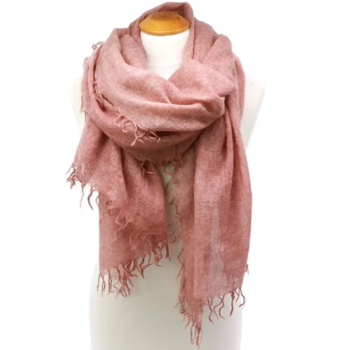 MOOILO - LUXURY Cashmere silk scarf women's fashion, spray rust red.
