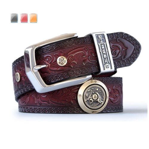 KEYESMINER - Chinese LUXURY BRAND, 100% Genuine LEATHER Vintage Belt (COLOR CHOICES), Carefully Crafted in Chengdu, CHINA