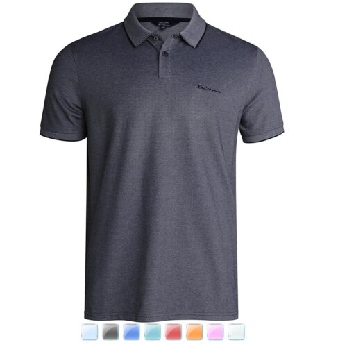 BEN SHERMAN - AUTHENTIC Men's Polo Shirt - Classic Fit 2-Button Short Sleeve - Casual Stretch Birdseye Polo for Men