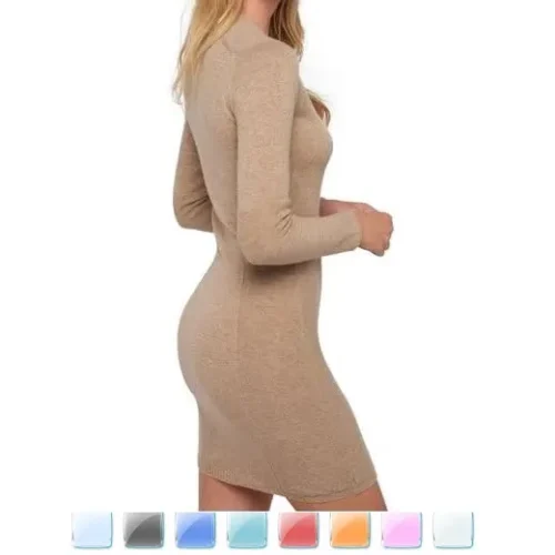 Balldiri - HIGH QUALITY Premium Cashmere Women's V-Neck Long Sleeve 2 Thread Dress