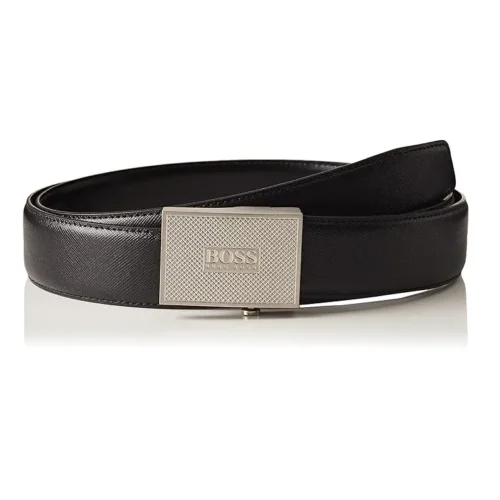BOSS - ORIGINAL Men's Icon (AOS35P) Belt, Black 1, One Size, 100% LEATHER, by HUGO BOSS