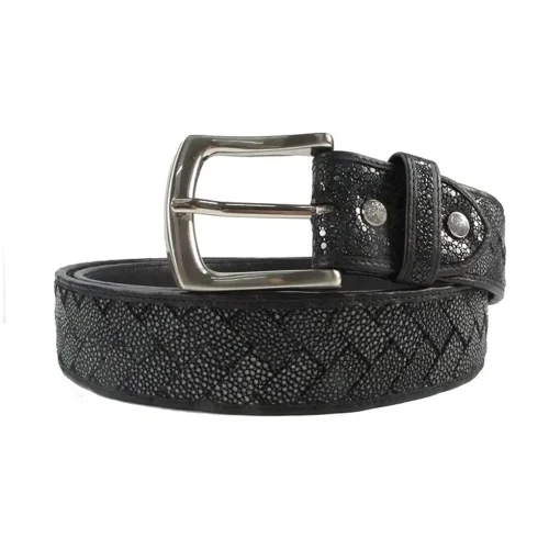 PELGIO - GENUINE Polished Shagreen STINGRAY SKIN Leather, Intrecciato Casual Men's Belt 46", carefully crafted by THAILAND'S Luxury Company