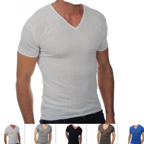 Balldiri - HIGH QUALITY Premium Cashmere Men's T-Shirt V-Neck Short Sleeve 2-Ply, Carefully Made with Best materials