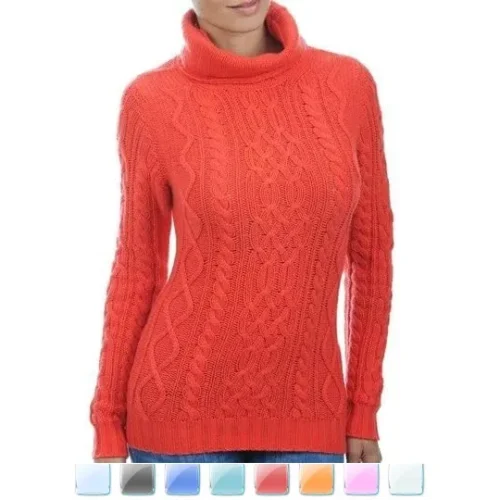 Balldiri – PREMIUM Cashmere Women’s Long-Sleeved Turtleneck Cable Knit 10 Thread, HIGH QUALITY (Color choices)