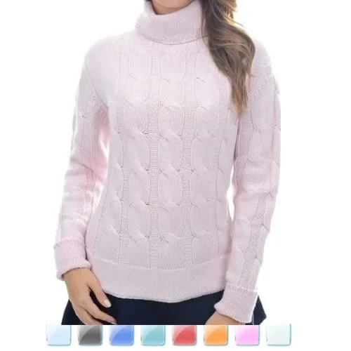 Balldiri – PREMIUM Cashmere Women’s Long-Sleeved Turtleneck Pullover Braid, 10 Thread Count, HIGH QUALITY cloths (Color choices)