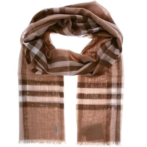 BURBERRY - EXCLUSIVE QUALITY Unisex SCARF, 8018470 8014470 Beige Mu Giant Check Gauze U, Autumn-Spring, Made in Italy