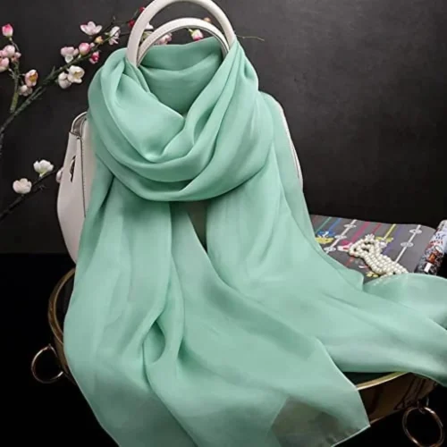KRASS - AUTHENTIC 100% Silk Scarf, Soft Elegant Green Female Square Shawl,250-135cm, Collector88