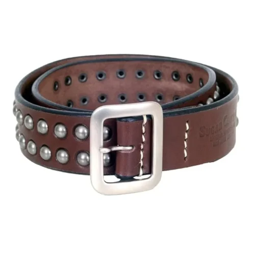 SUGAR CANE - HIGH QUALITY Brown SC02322 Leather Garrison Belt with Studs, 38W, made in JAPAN