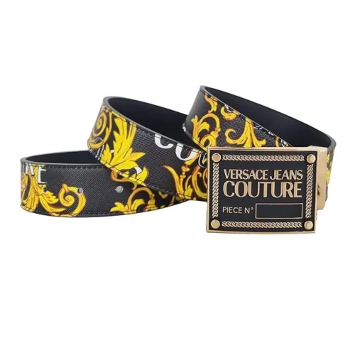 VERSACE - Versace COUTURE Belt, Reversible Leather (74YA6F01) black-gold design with Style