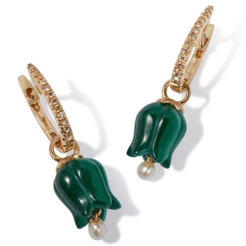 Annoushka - Tulip Malachite Earring Drops, 18ct Yellow Gold.