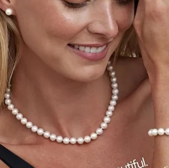 The Pearl Source - 3 Piece FULL SET, GENUINE Cultured Freshwater Pearl Necklace & Earring Set with Bracelet