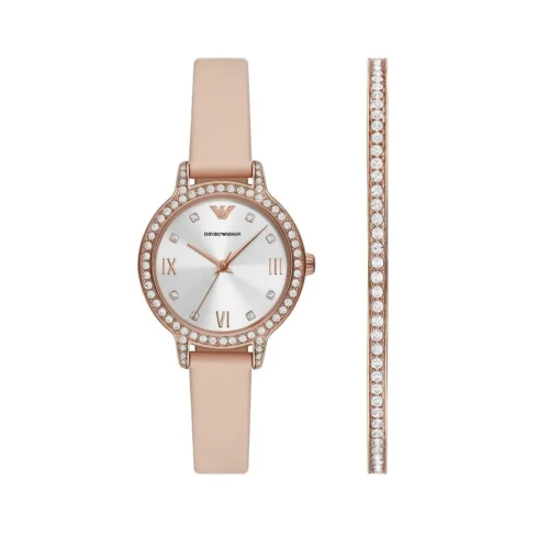 EMPORIO ARMANI - 2 Piece Luxury Jewelry Rose Gold WRISTWATCH & BRACELET Set