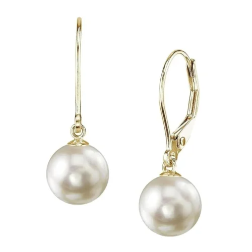The Pearl Source - LUXURY Genuine Round Akoya Cultured Pearl Earrings