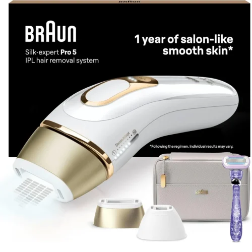 Braun - Laser HAIR REMOVAL, Unisex, IPL Silk-Expert Pro 5, A Gift Idea, White/Gold, PL5137