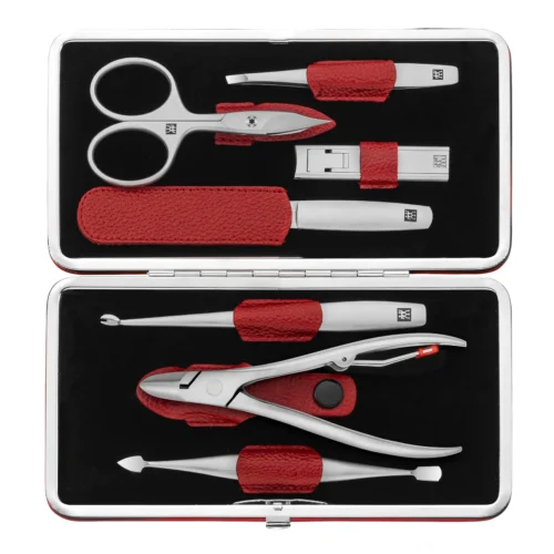 ZWILLING – LUXURY Henckels Twinox Manicure Set, Dauphine Red (7 Pieces), Premium, Leather