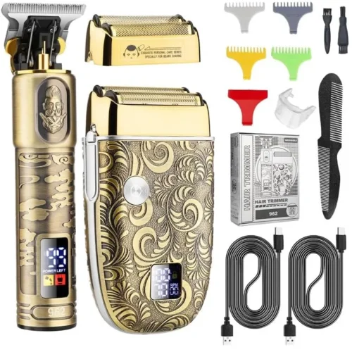 VGR - Pro Hair Clipper, 2in1, Wet or Dry, Rechargeable Trimmer & Shaver (Gold or Steel)