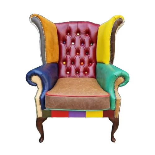 Casa Padrino - Luxury Chesterfield wing chair multiColoured, Real Leather, Be stylish, Be different!