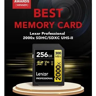 LEXAR - Professional 2000x SD CARD (256GB) Storage, Full-HD Cinema-Quality 8K, for Cameras, Laptops etc
