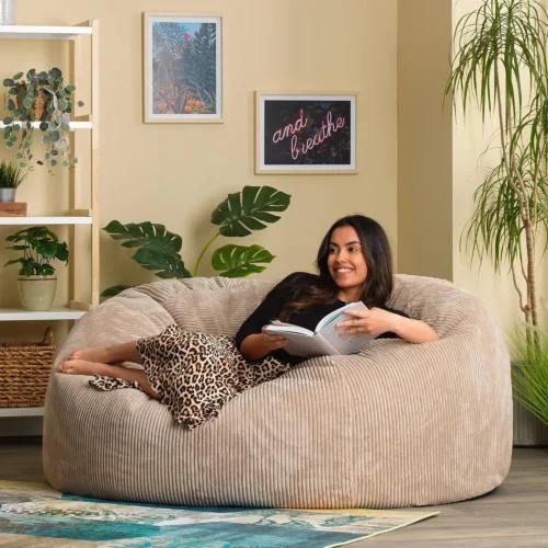 ICON - Soul Cord Loveseat Bean Bag Sofa, (130cm x 116cm), 2 Seater Jumbo Cord Snuggle Seat