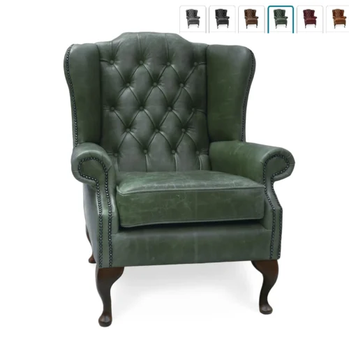 Interiors Today - Luxury Chesterfield Queen Anne, Vintage Leather Chair (Colour options)