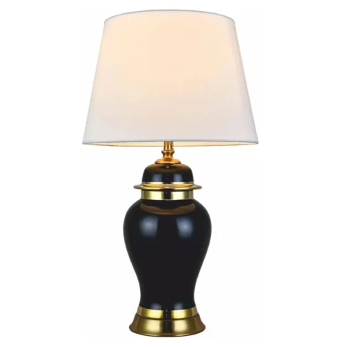 Casa Padrino - Luxury Ceramic Table Lamp,  Handcrafted in Black, Gold, and White.